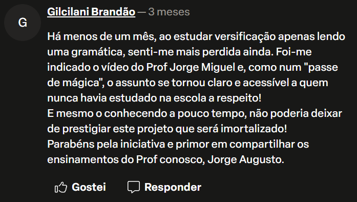 Mensagem do canal do Professor Jorge Miguel — 1