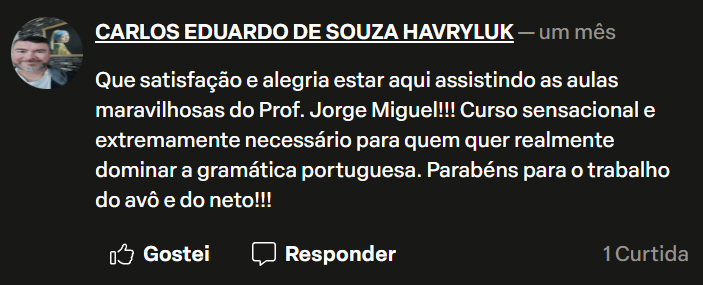 Mensagem do canal do Professor Jorge Miguel — 6