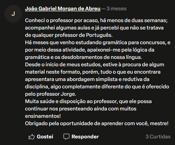 Mensagem do canal do Professor Jorge Miguel — 13