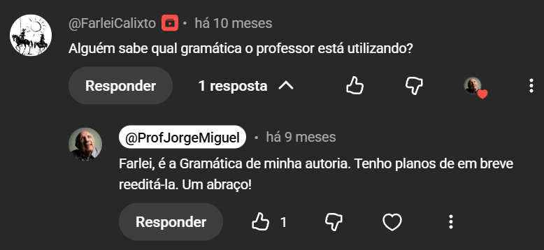 Mensagem do canal do Professor Jorge Miguel — 1